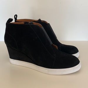 Linea Paolo black suede Felicia wedge sneakers